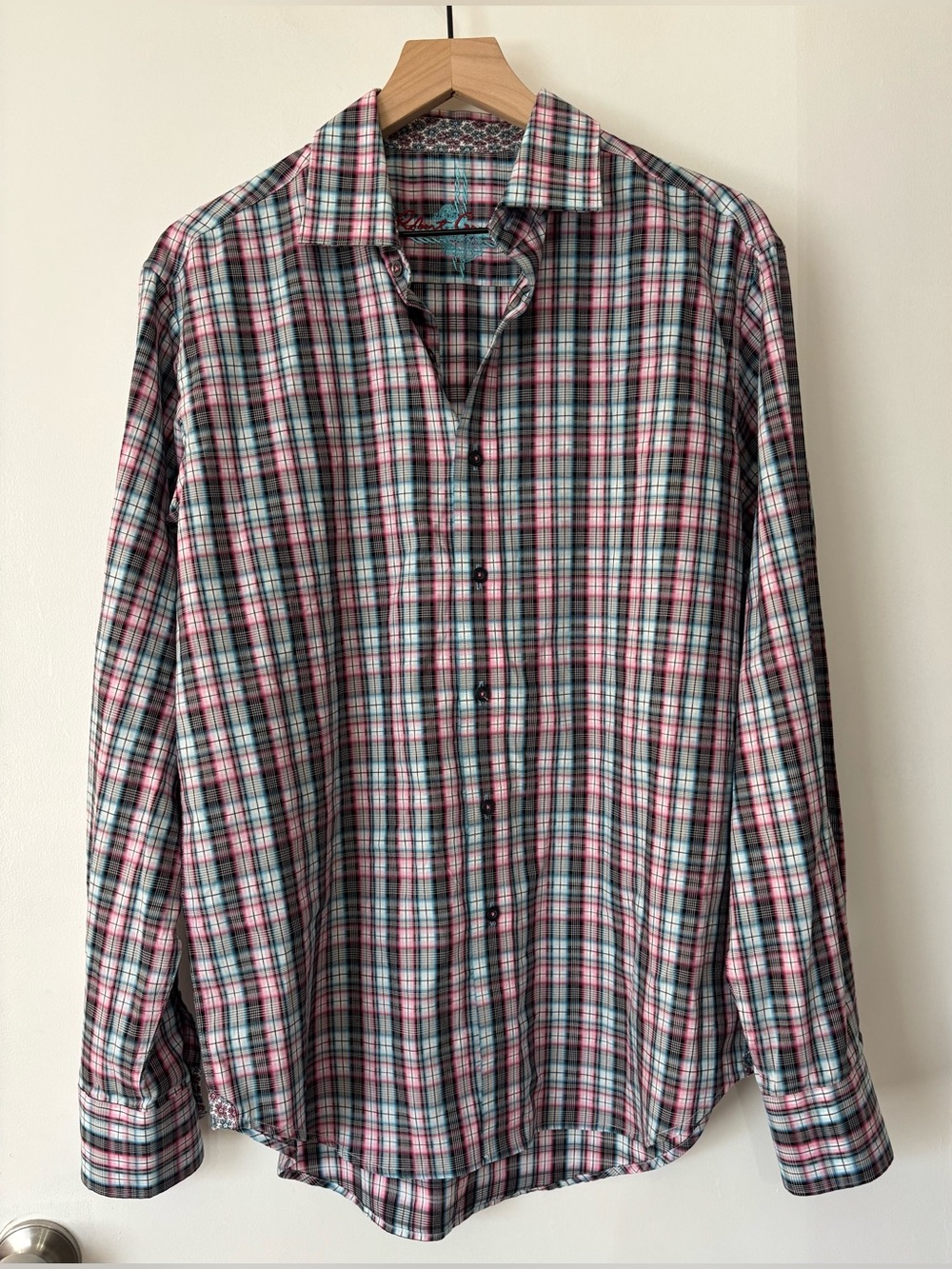 Robert Graham Men Long Sleeve Cotton Button Down Multi-Plaid Shirt Size Medium